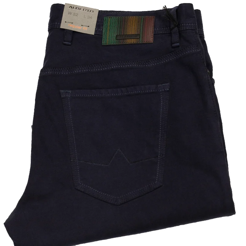 PIPE Dark Navy Twill Pants - ALBERTO