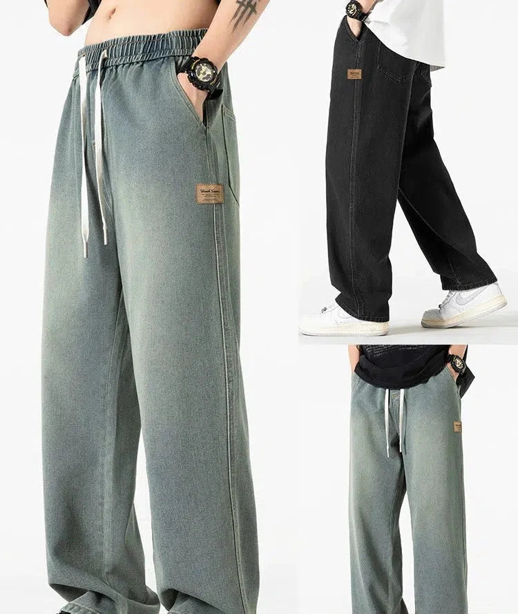 Loose Fit Drawstring Jeans