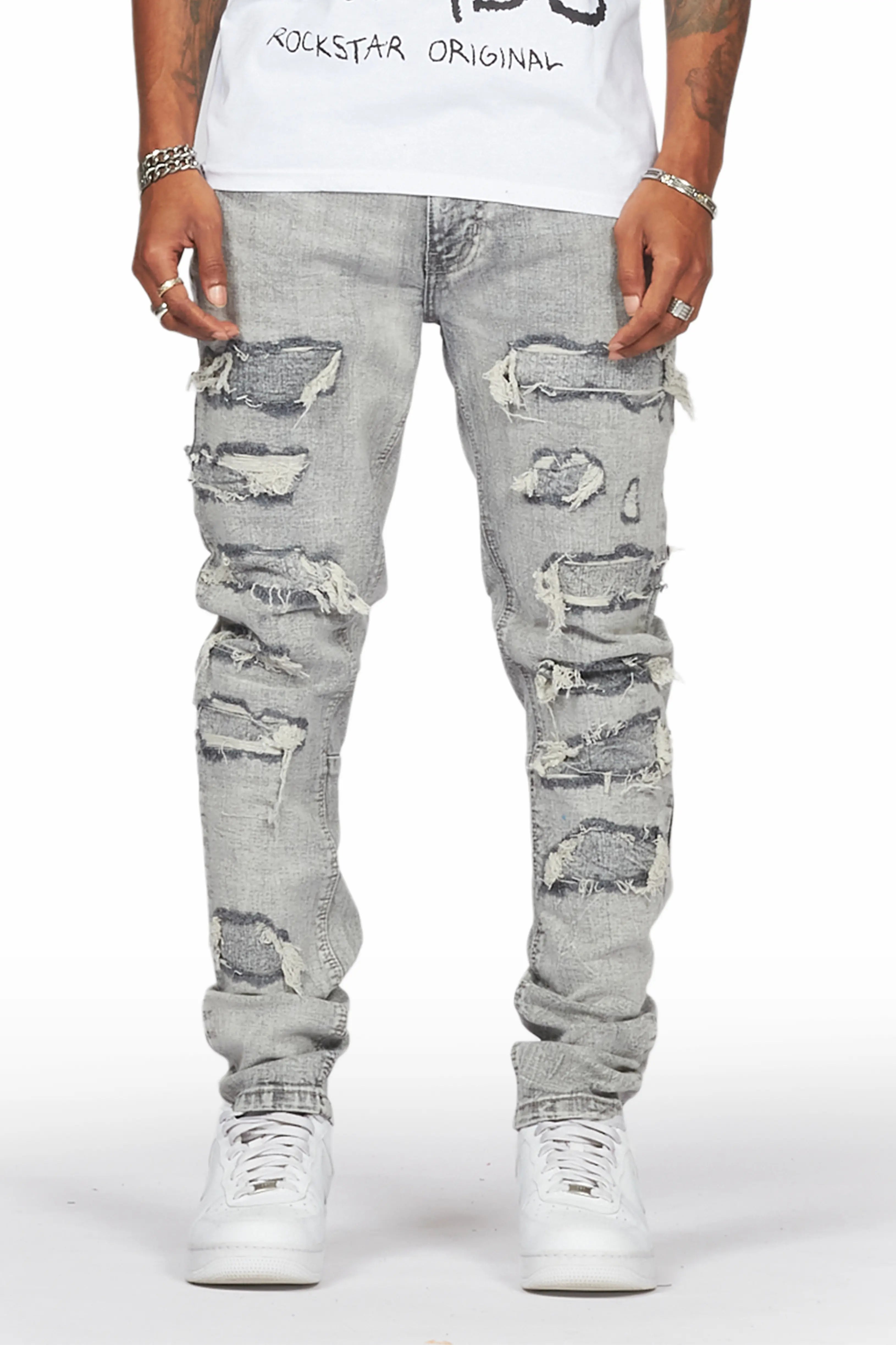 Dalit Grey Under Patch Skinny Fit Jean