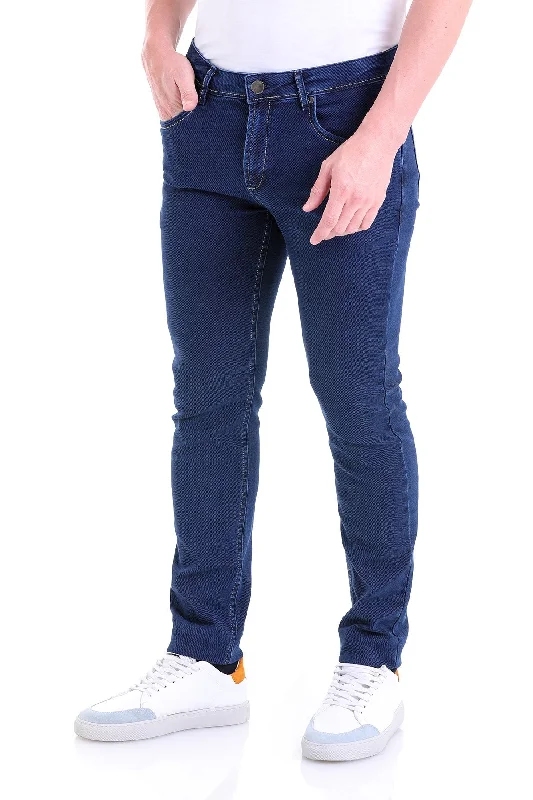 Slim Fit 5 Pocket Low Waist Blue Cotton Denim Jeans