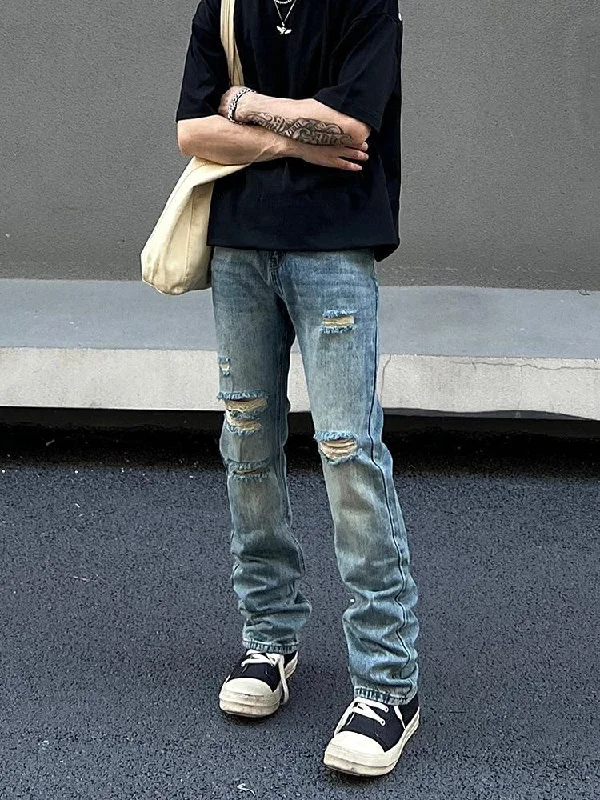 Straight Slim Ripped Jeans