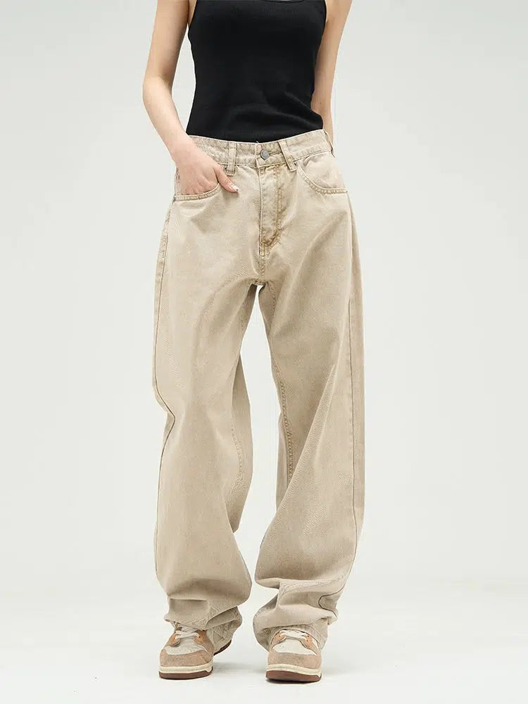 Unisex Retro Wide-leg Straight-leg Jeans