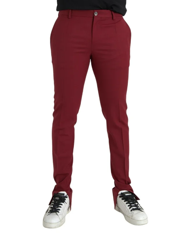 Dolce & Gabbana  Men's Classic Slim Fit Pants in Burgundy