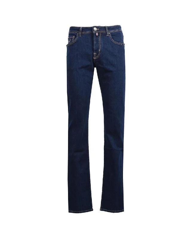 Jacob Cohen Slim Fit Stretch Cotton Jeans with Gold Stitching Details