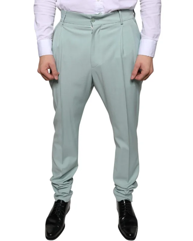 Dolce & Gabbana Cotton Blend Skinny Dress Pants with Logo Details