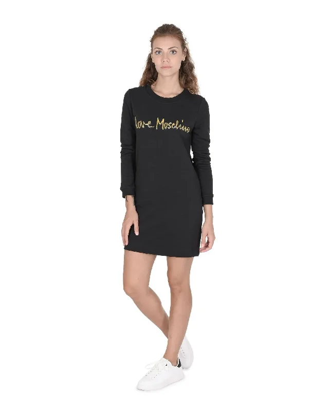 Love Moschino  Black Logo Sweatshirt Dress for Women