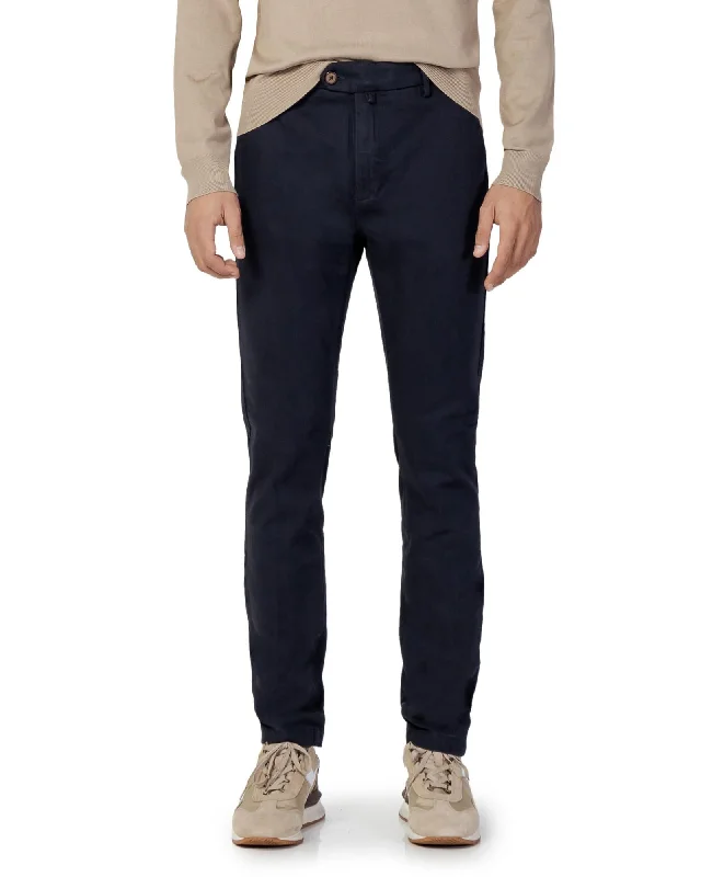 Borghese  Mens Slim Fit Stretch Cotton Chino Pants Navy