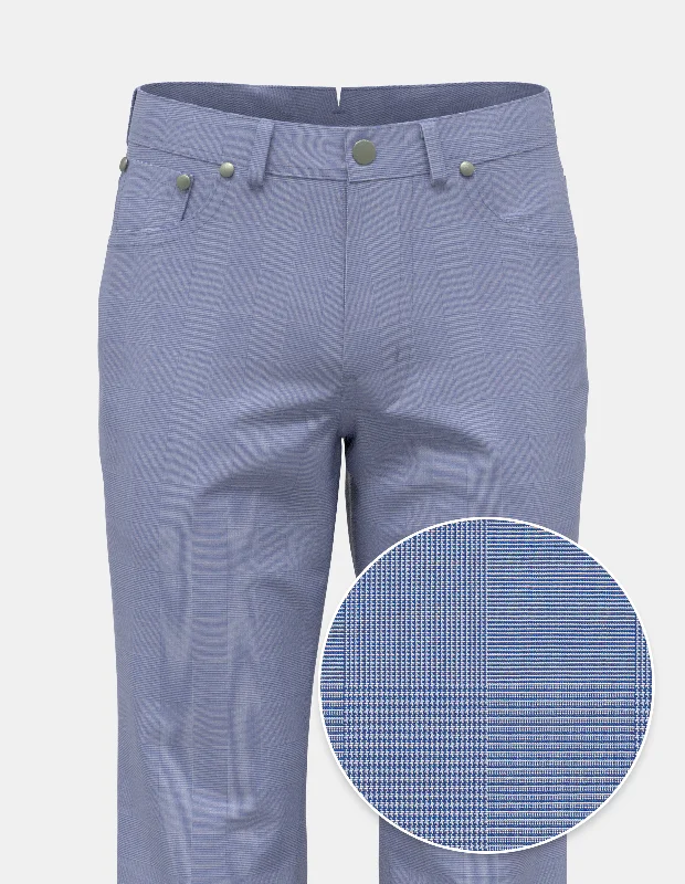 Blue Prince of Wales Cotton Stretch | Five Pocket