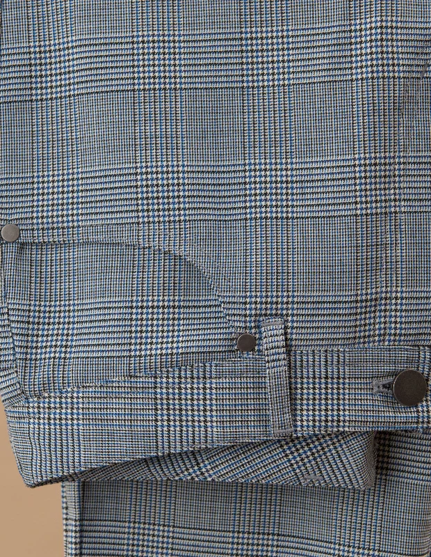 Tech Wools - Royal Blue and Black Prince of Wales Check | Five Pocket