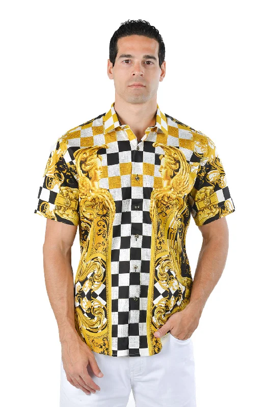 CHESS KING Rhinestone Short Sleeve Shirt