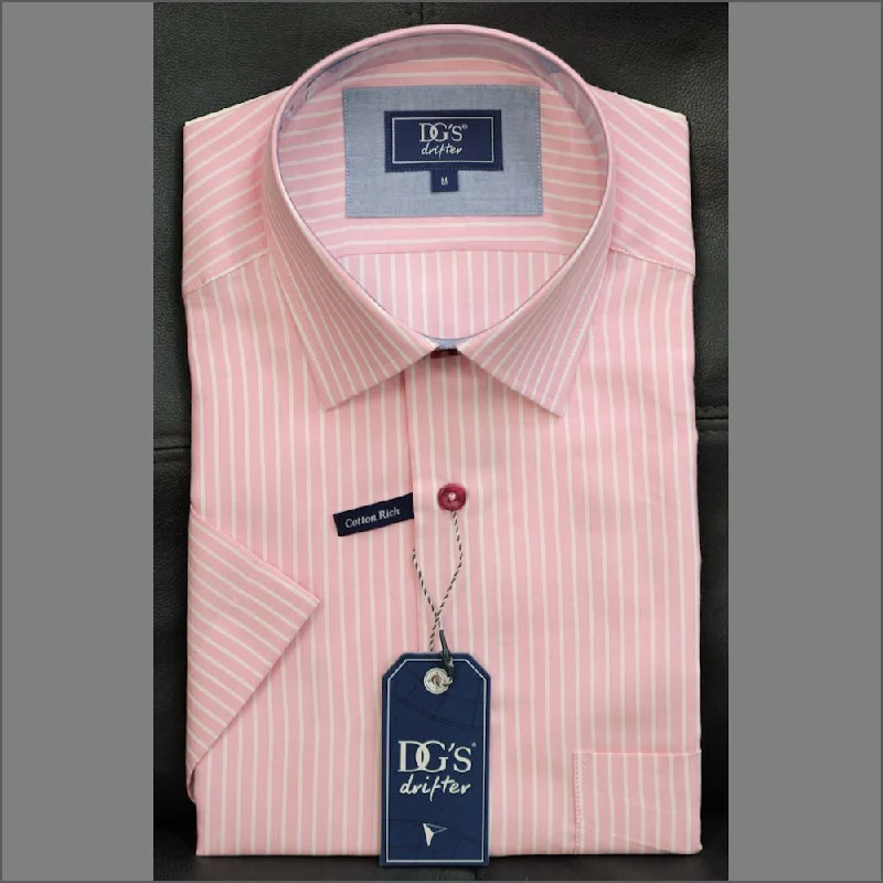 Dg's Pink with White Stripe Short Sleeve Shirt+