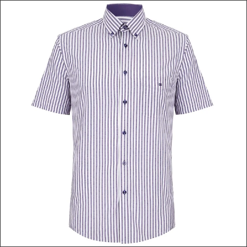 Drifter Ivano Purple & White Stripe SS Shirt+