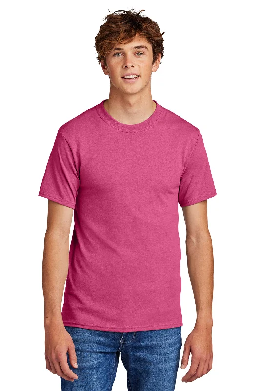 Port & Company Mens Core Short Sleeve Crewneck T-Shirt - Sangria Pink