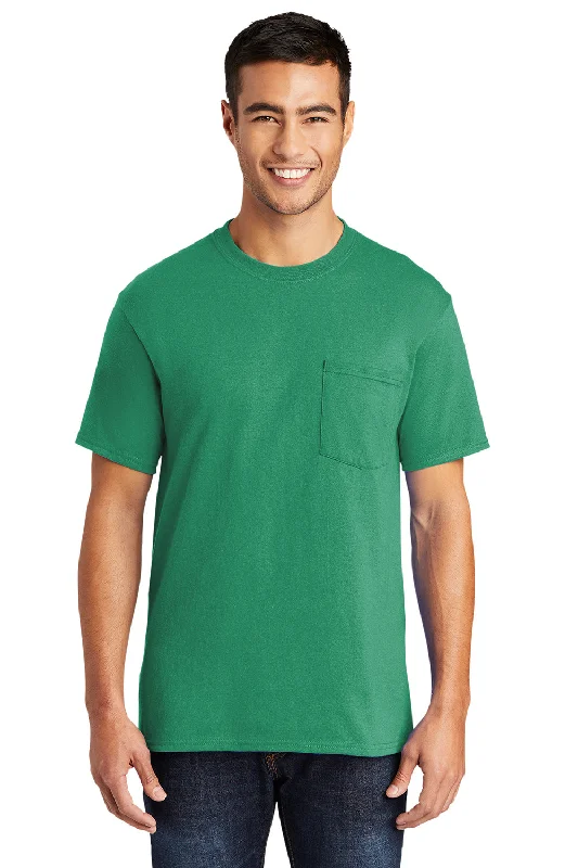 Port & Company Mens Core Short Sleeve Crewneck T-Shirt w/ Pocket - Kelly Green