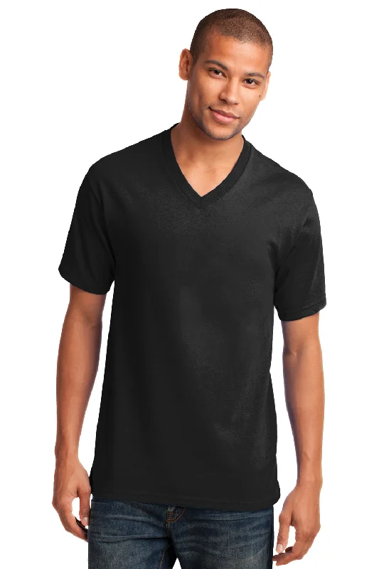 Port & Company Mens Core Short Sleeve V-Neck T-Shirt - Jet Black