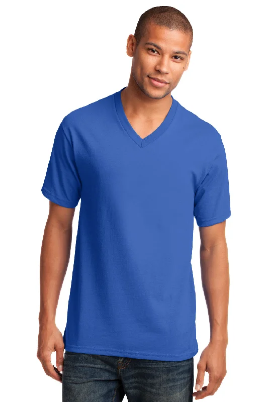 Port & Company Mens Core Short Sleeve V-Neck T-Shirt - Royal Blue