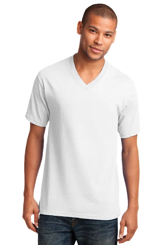 Port & Company Mens Core Short Sleeve V-Neck T-Shirt - White