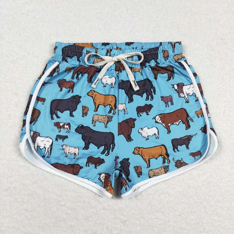 Adult SS0129 Blue Western Cow Boys Shorts Pants