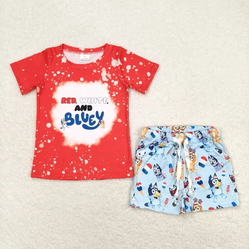 BSSO0516 red white bluey shorts suit. Red White Bluey shorts suit