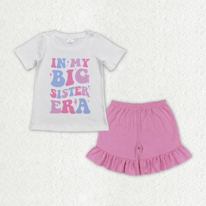 GSSO1400 in my big sister era printed multi-color shorts high quality wholesale kid clothing set for girl summer