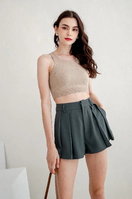 RESTOCKED** LUCERNE PLEATED SHORTS IN GUNMETAL