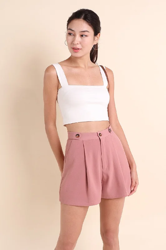 MADEBYNM SOPHIE TRIO BUTTONED SHORTS IN ROUGE PINK