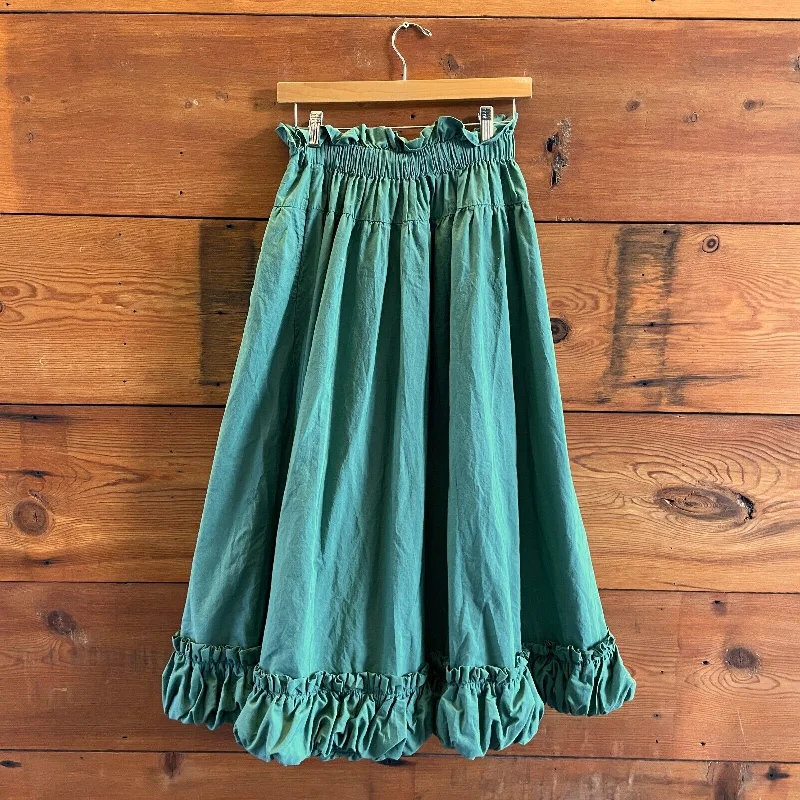 S - Free People Green Favorite Part Drawstring Paperbag Midi Skirt 0425SV