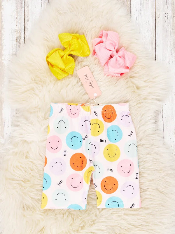 Smiley "Happy" Long Biker Shorts