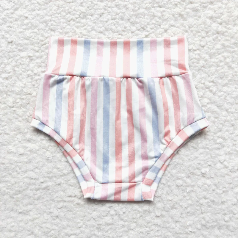 SS0044  Pink Stripes Girls Bummies Shorts