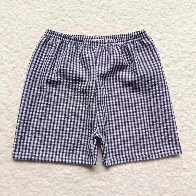 SS0075 Black Plaid Ruffles Boys Shorts Pants