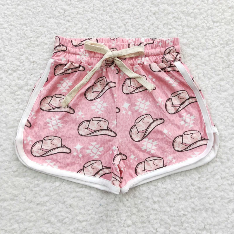 SS0086 Pink Cowboy Hat Western Boys Shorts Pants