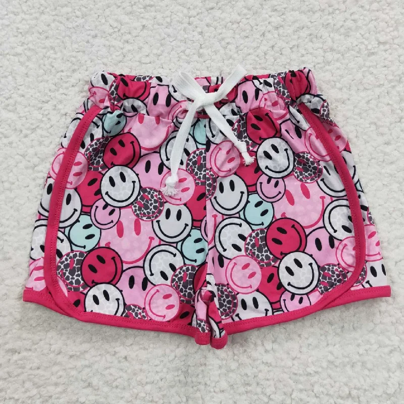 SS0100 Pink Leopard Emoji Smile Boys Shorts Pants