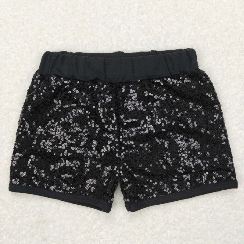 SS0121 Black  Sequin Kids Shorts Pants