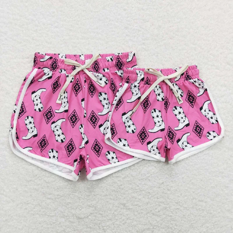 SS0126 Pink Western Cow   Boys Shorts Pants