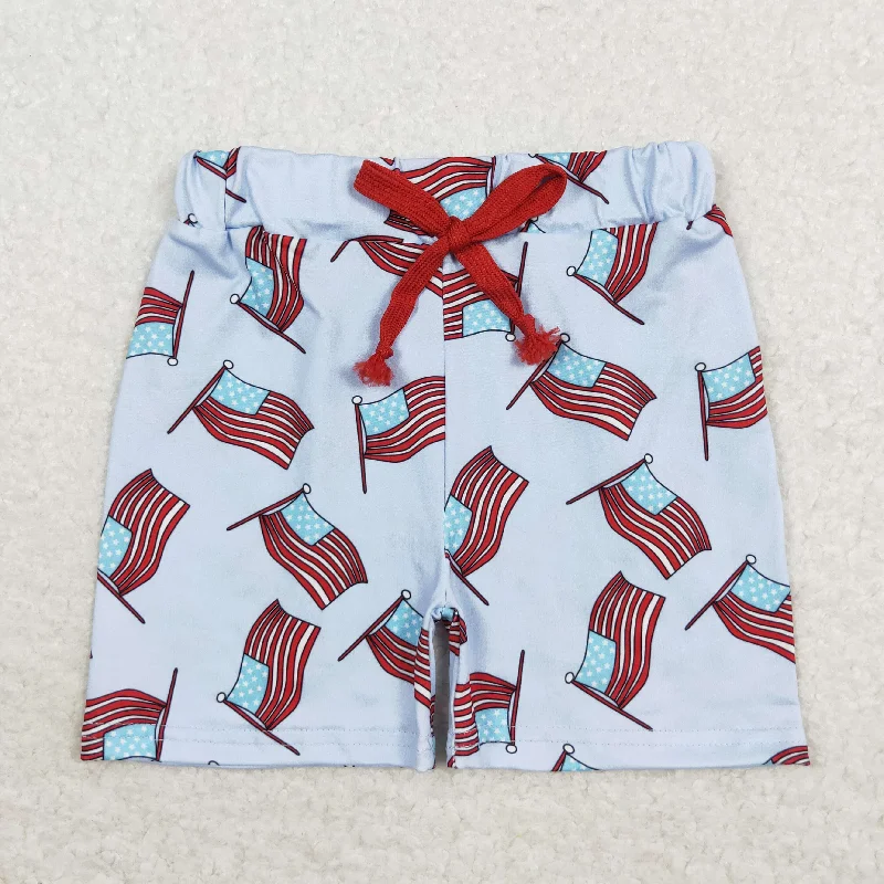 SS0174 Flag pattern white shorts high quality children gym clothing